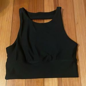 Open back high neck sports bra